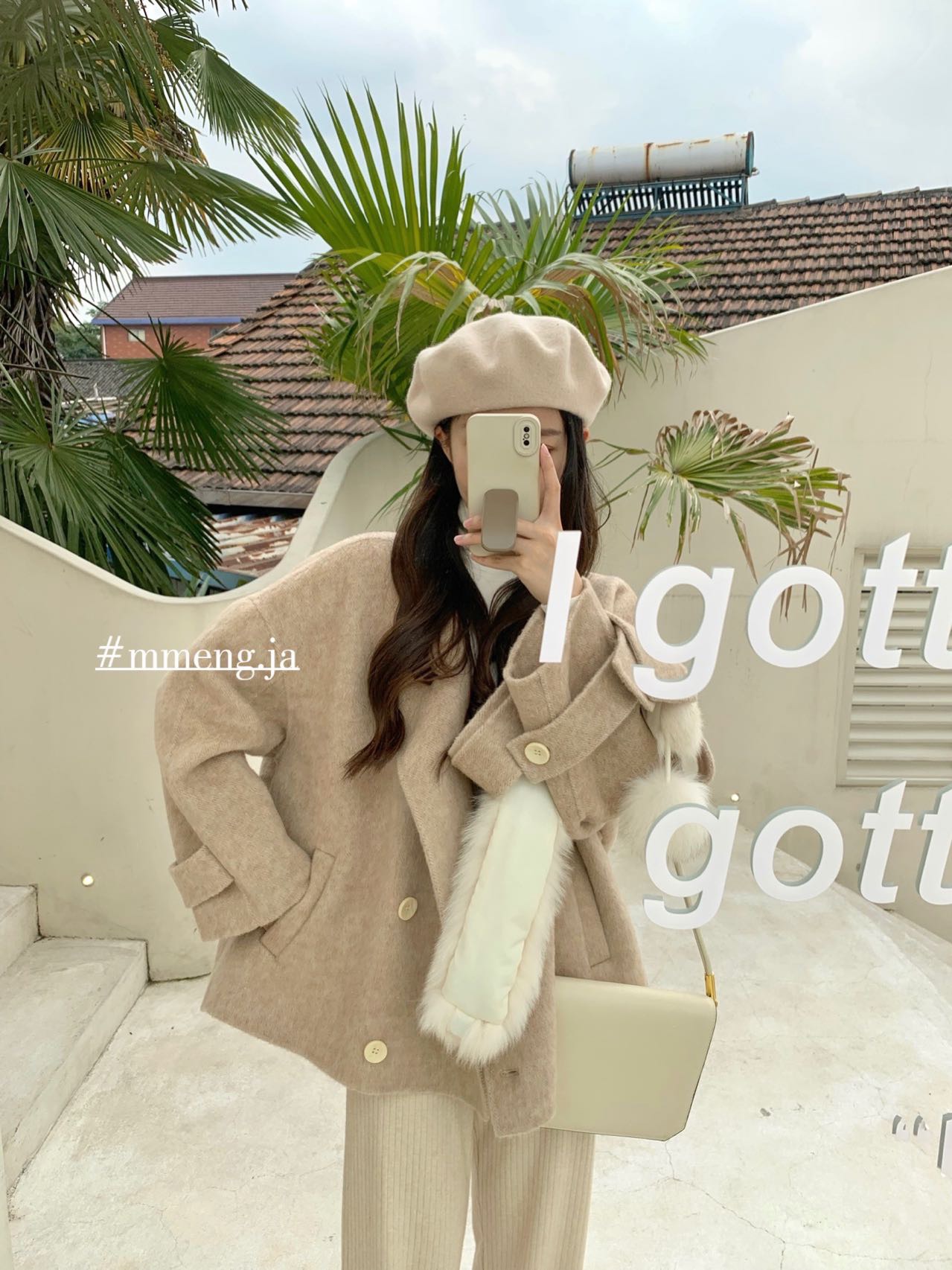 清潭洞短款双面呢羊毛大衣