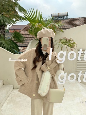 清潭洞短款双面呢羊毛大衣