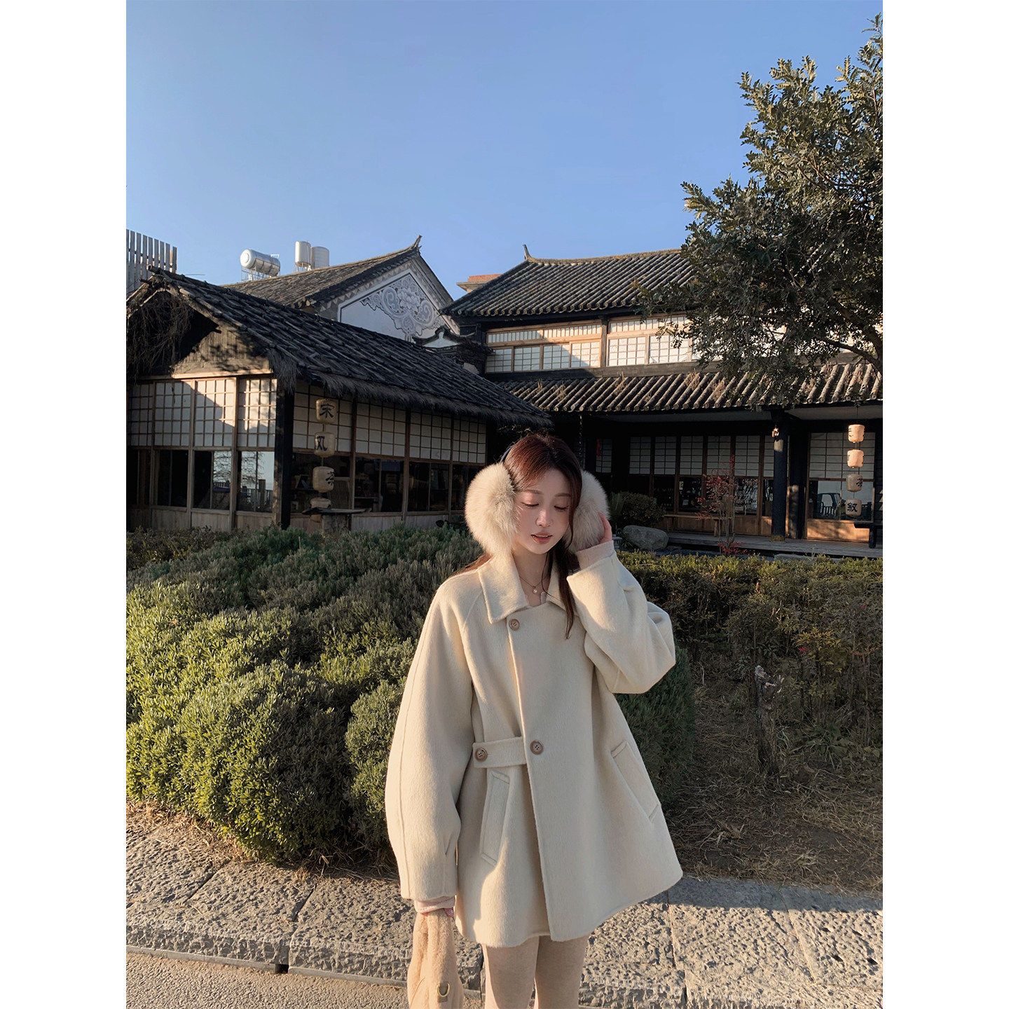 萌萌Ja 北欧腔调~小众设计100%绵羊毛双面呢大衣廓形感翻领外套女,女装/女士精品,毛呢外套,淘宝优惠券,粉丝福利购,淘宝优惠卷