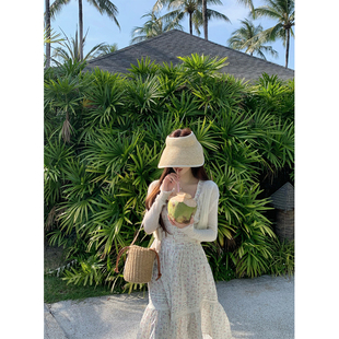 碎花气质连衣裙粉色长裙 重工塔克线蕾丝边无袖 萌萌Ja 午后玛德琳