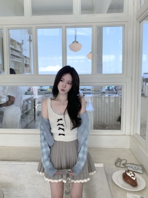 萌萌Ja针织背心吊带韩半身裙套装