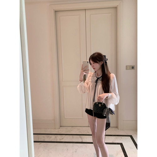 萌萌Ja蕾丝泡泡袖粉色衬衫T恤