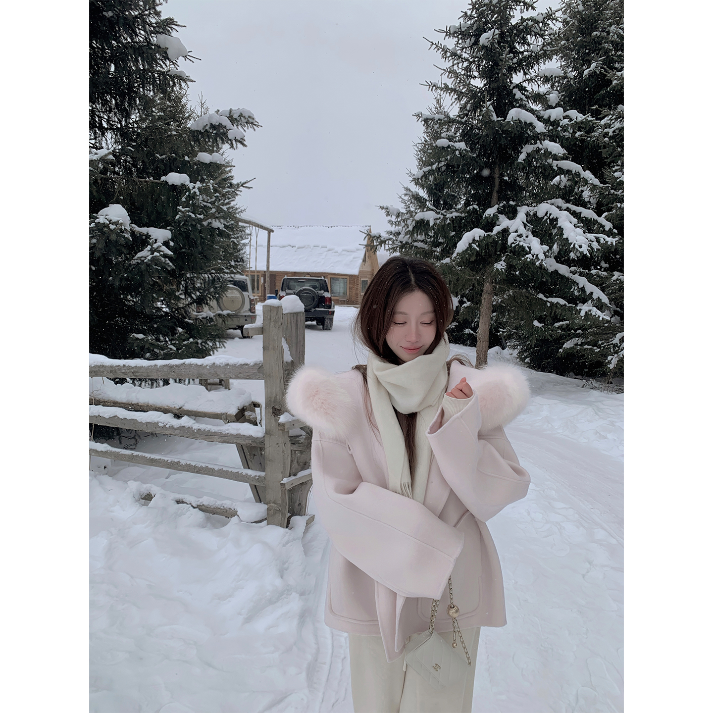 萌萌Ja100%澳毛粉色双面呢大衣