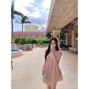 气质连衣裙 两色淡颜系纹理感休闲短裙宽松小飞袖 萌萌Ja 罗马情诗