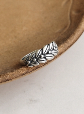 北桑女纯银中国风麦穗戒指活口