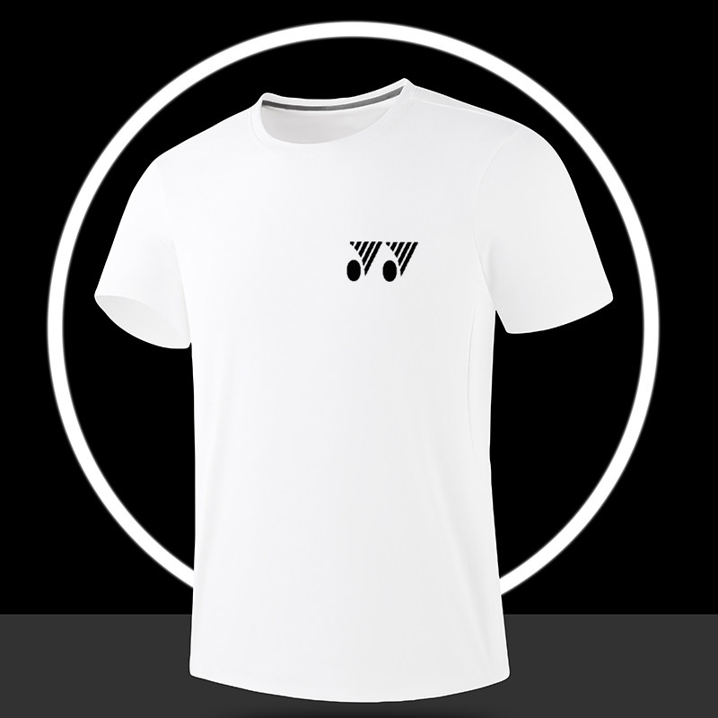 YY白色短袖运动T恤男冰丝速干透气圆领冰丝健身百搭休闲上衣