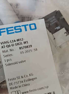 费斯托电磁阀 8170839  VUVG-L14-M52-A议价