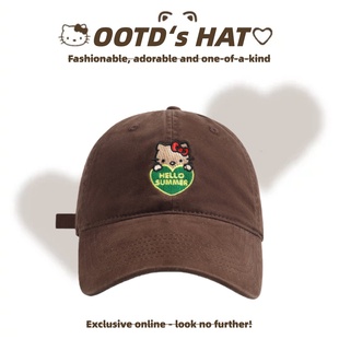 fever同款刺绣kiity猫棒球帽女宽帽檐大头围复古出游显脸小鸭舌帽