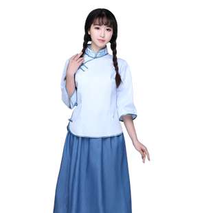 民国学生装女民国风复古女装五四青年节毕业班服运动会合唱演出服