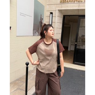 T恤女休闲扎染爱心烫钻胖mm上衣 洋开心微胖定制夏季 韩版 大码 短袖