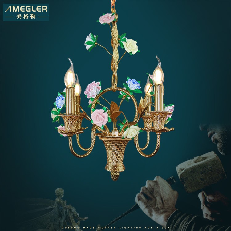 美格勒法式田园铜灯奢华卧室灯欧式别墅客厅吊灯浪漫餐厅全铜定制