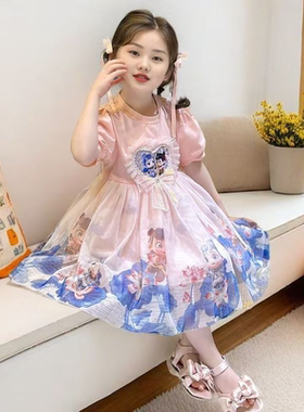 2025新款女童儿童哪吒纱裙蓝色粉色公主连衣裙公主裙女孩女