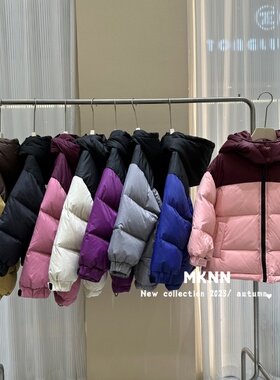 MKNN麦咔牛牛儿童羽绒服黑色北北同款拼接加厚韩版外套男女童