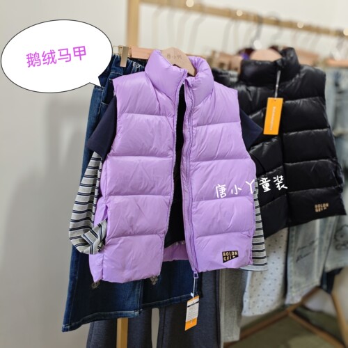 儿童羽绒马甲黑金石墨烯鹅绒服秋冬韩版宽松休闲背心外套潮童洋气