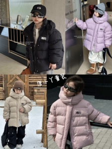 伯尼贝贝羽绒服高蓬白鸭绒设计师款纯色韩版宽松面包服男女童潮