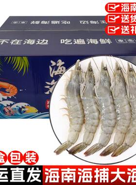 海南新鲜大明虾冷冻海鲜水产野生对虾2斤3斤大号整箱送人京东空运