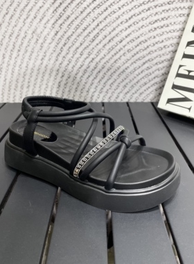 轻盈松糕软底裙子凉鞋2025新款夏季外穿百搭水钻罗马沙滩鞋51818