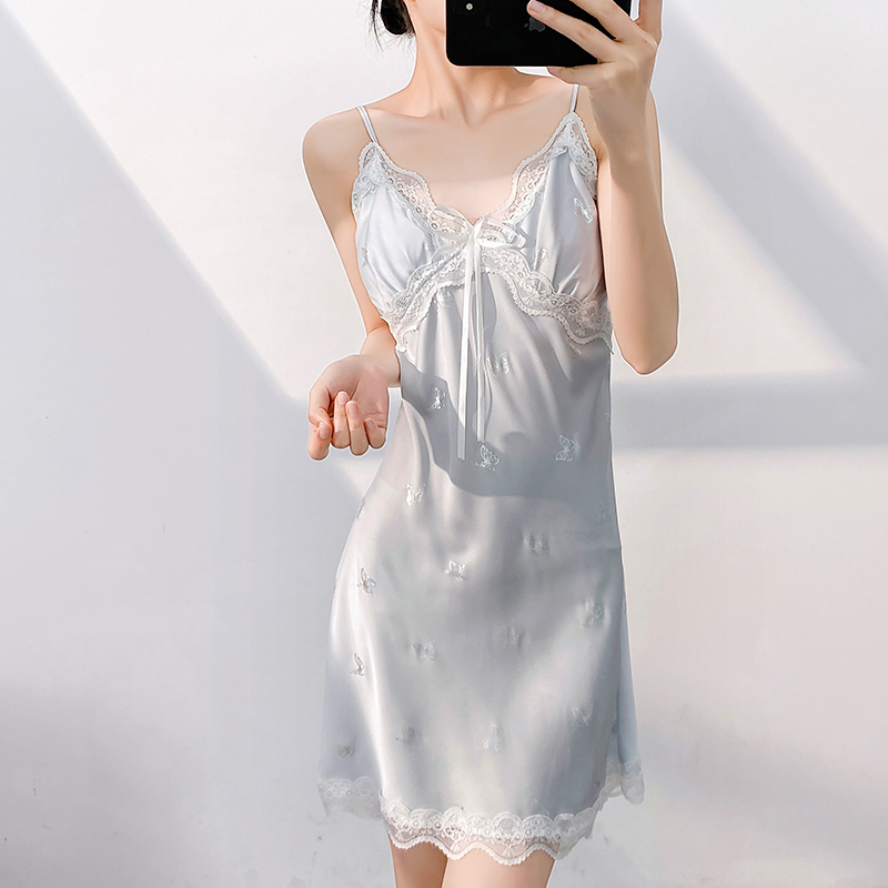 银蝶冰雪丝性感吊带睡衣女