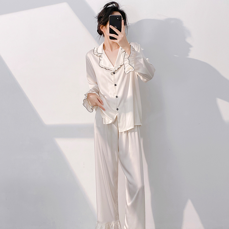 小香风冰丝睡衣女两件套