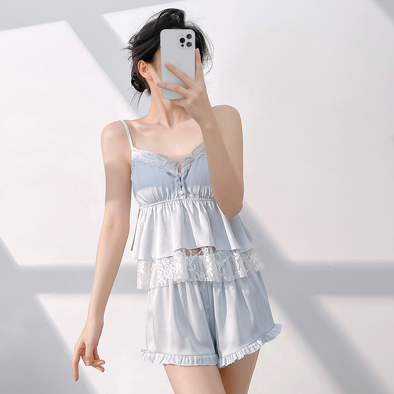 冰丝睡衣女夏季新品两件套