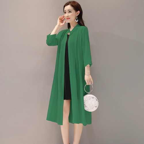 雪纺防晒衫女中长款夏季新款韩版外搭开衫妈妈披肩薄款外套防晒衣