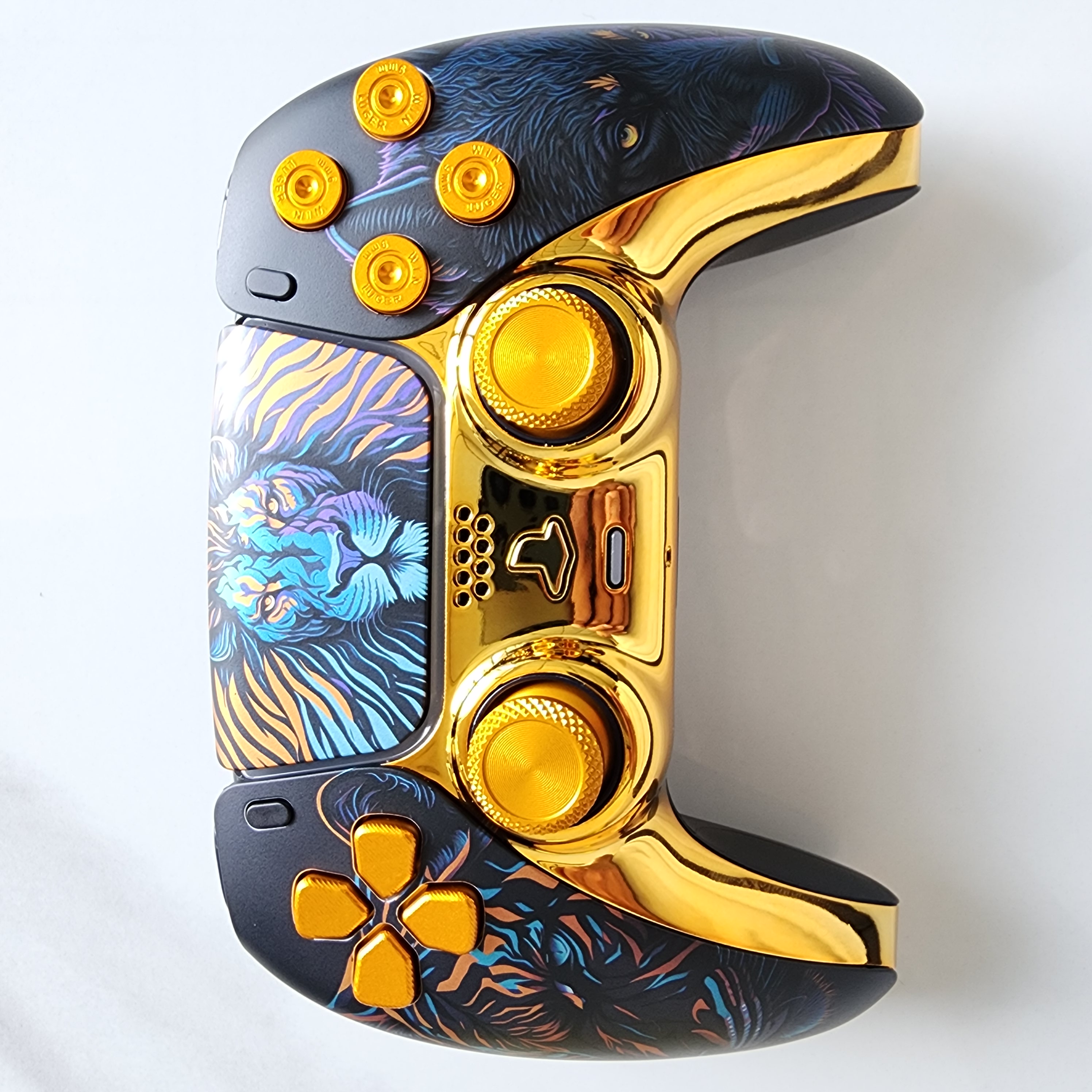 改装升级霍尔TMR摇杆ps5手柄PS5原装手柄ps5无线控制器:金毛狮王