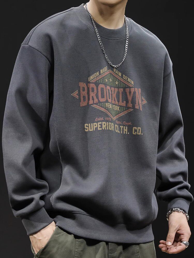 印花卫衣男男款加肥加大春秋款宽松大码秋季2025新款男士上衣长袖