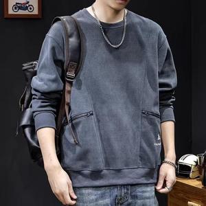 拉链口袋卫衣男加绒2024新款重磅男装大码男士潮牌衣服秋冬款长袖
