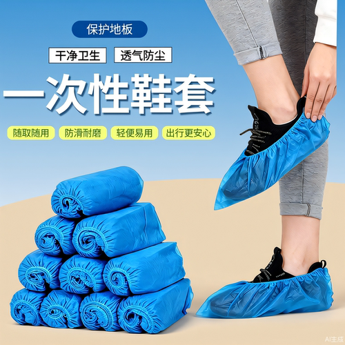 一次性无纺布鞋套室内加厚耐磨防滑透气家用待客防尘工厂鞋套脚套