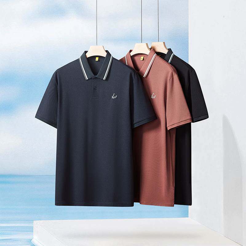 官方品牌2026年夏季新款男士加肥加大码商务休闲翻领短袖T恤男胖