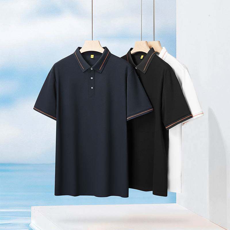 官方品牌2026年夏季新款男士加肥加大码时尚休闲翻领短袖T恤