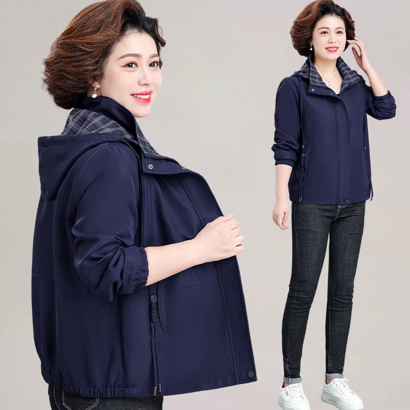 官方正品50多岁妈妈秋装外套薄款大码中老年春秋风衣女贵夫人时尚