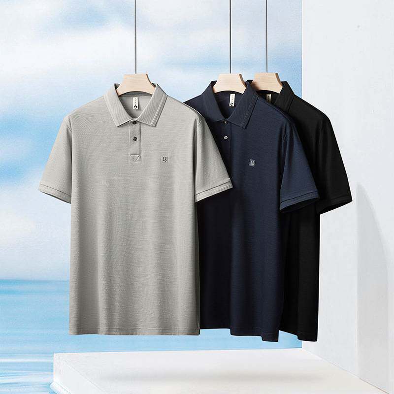 官方品牌2026年夏季新款男士加肥加大码翻领速干短袖T恤男胖子短