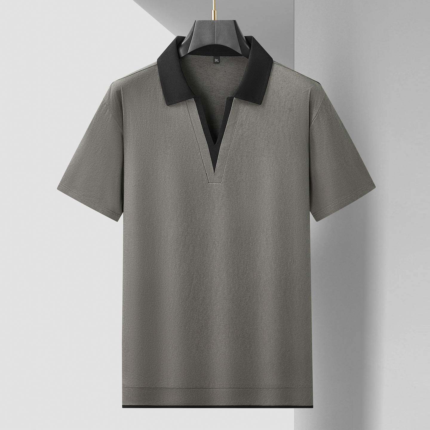 官方品牌2026年夏季新款男士加肥加大码时尚休闲翻领短袖T恤