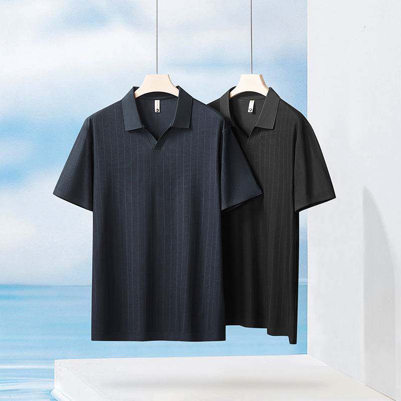 官方品牌2026年夏季新款男士加肥加大码商务休闲翻领短袖T恤男胖