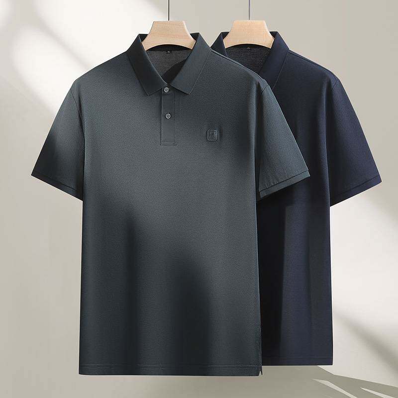 官方品牌2026年夏季新款男士加肥加大码商务休闲翻领短袖T恤男胖