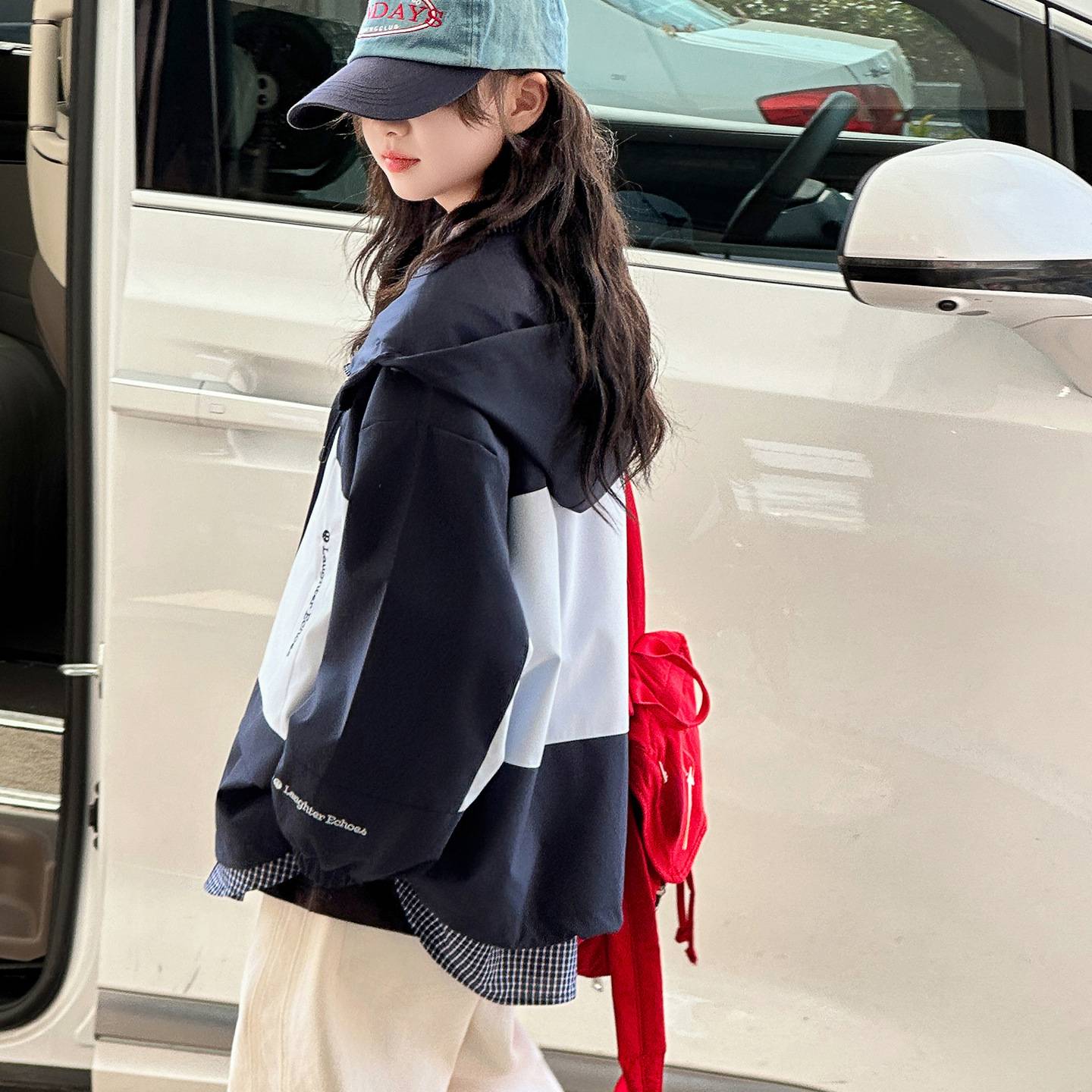 官方正品女童秋季棒球服外套2025新款儿童韩系大童时髦三防冲锋衣