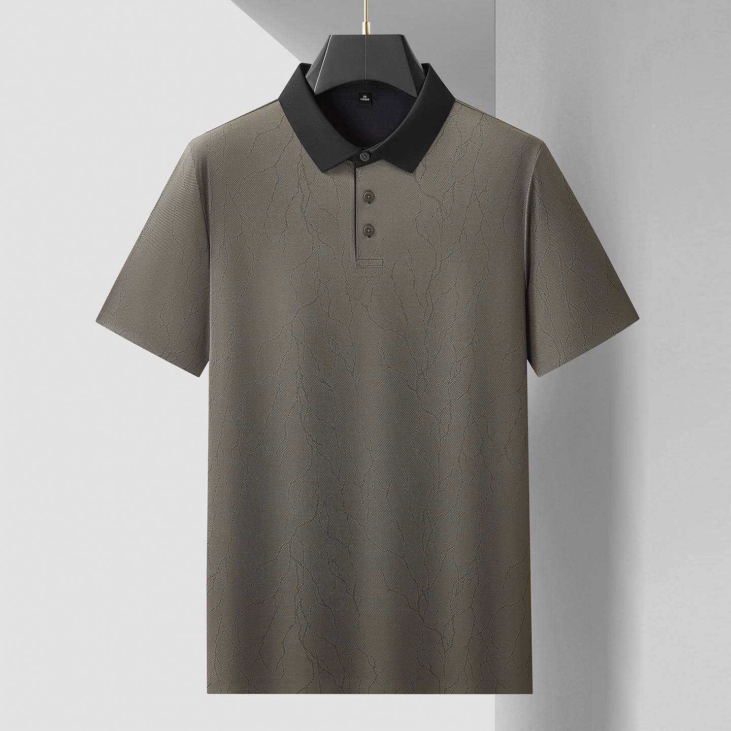 官方品牌2026年夏季新款男士加肥加大码商务休闲翻领短袖T恤男胖