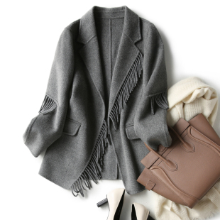 韩版 外套女妮子休闲修身 毛呢子外套 双面羊绒羊毛西装 2025秋冬新款