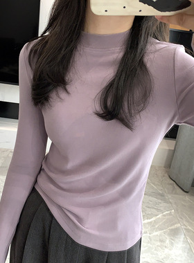 蛋白羊绒发热打底超舒服加厚冬季纯色半高领正肩恒温内搭F120816