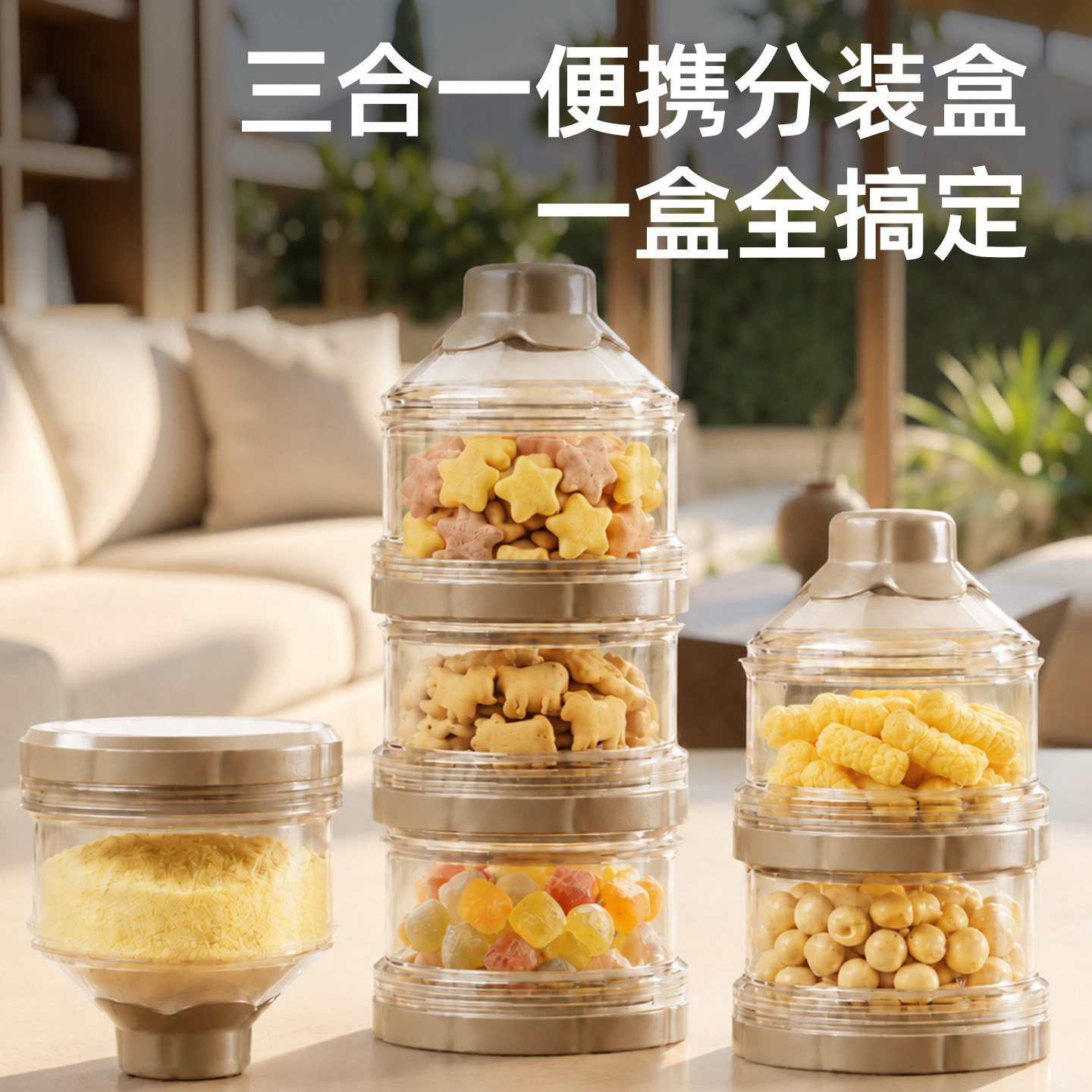 贝多喜奶粉盒便携外出分装盒大容量多层奶粉分装盒宝宝密封储存罐