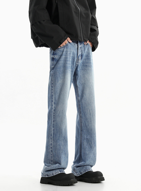 主推~春季闪电纹水洗蓝色微喇牛仔裤男潮牌 750-P60_控78