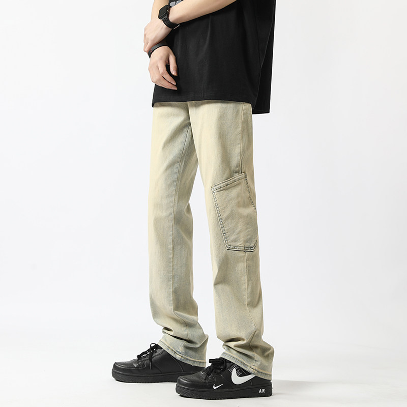 现货~2023夏季美式高街黄泥色水洗牛仔裤男潮牌NK820-P60_控78,男装牛仔裤,星座1102-1