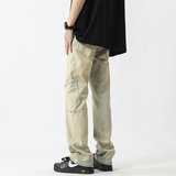 现货~2023夏季美式高街黄泥色水洗牛仔裤男潮牌NK820-P60_控78，男装牛仔裤，星座1102-1