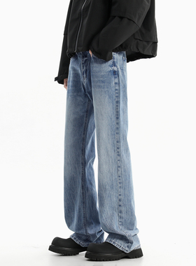 主推~秋季闪电纹水洗蓝色微喇牛仔裤男潮牌 750-P60_控78