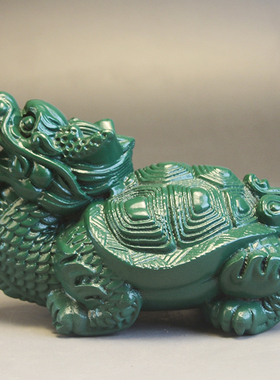 实木雕绿色龙龟摆件实木质雕刻龙头龟家居客厅装饰品红木工艺品