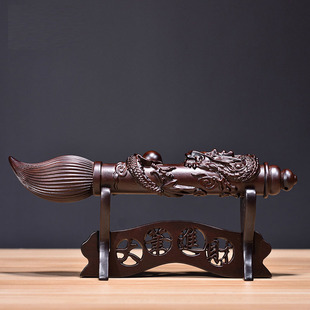 黑檀木雕文昌笔摆件红木大笔家居客厅公司装饰工艺品开业新居送礼