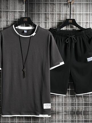 Official Website 2026 New Casual Suit for Men, Pure Cotton Short-Sleeve T-Shirt, Summer Shorts, Trendy Versatile Men's Clothing, Korean Style