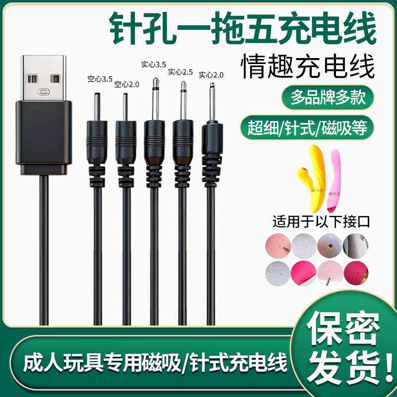 成人玩具通用DC2mm针孔一拖五充电线圆孔线适合圆孔美容仪充电器