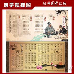 弟子规三字经班级教室布置贴纸标语班级文化墙贴挂图装饰画